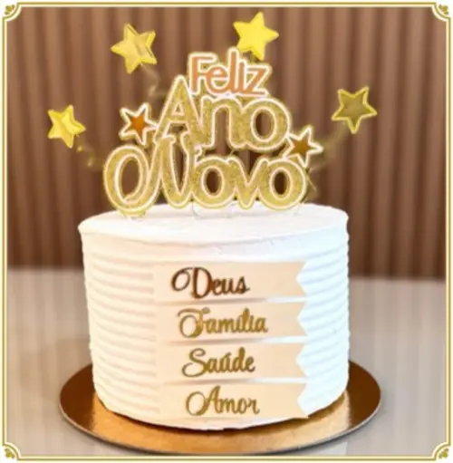 Arquivo de Corte: Topo de Bolo Feliz Ano Novo 2026