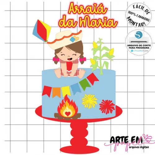 Arquivo de Corte: Topo de Bolo Festa Junina 067