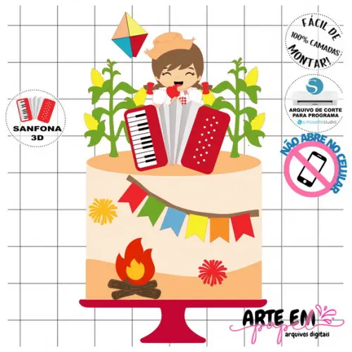 Arquivo de Corte: Topo de Bolo Festa Junina 163