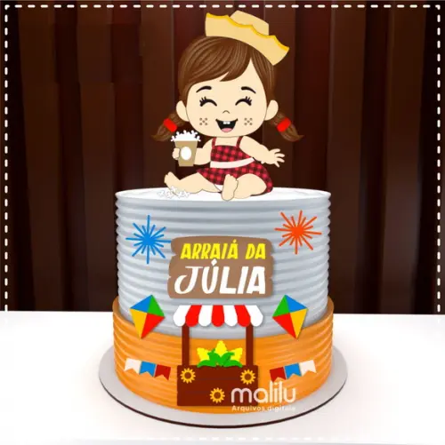 Arquivo de Corte: Topo de Bolo Festa Junina Menina Caipira