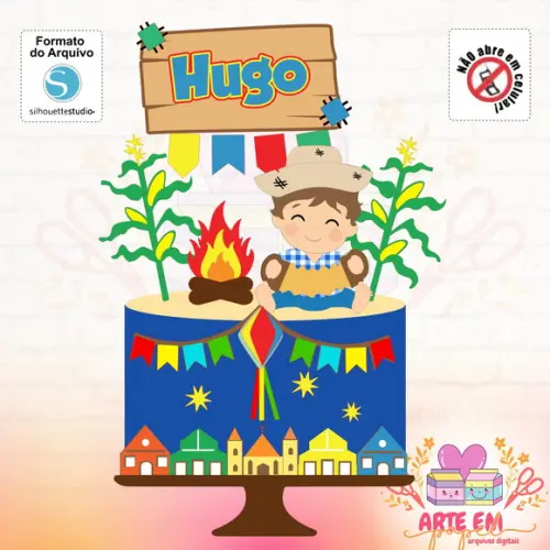 Arquivo de Corte: Topo de Bolo Festa Junina Menino 02