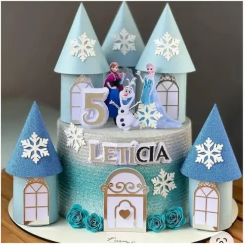 Arquivo de Corte: Topo de Bolo Frozen + Castelo 3d