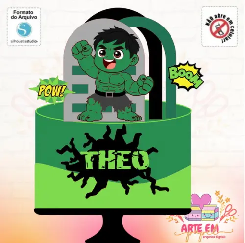Arquivo de Corte: Topo de Bolo Hulk Baby