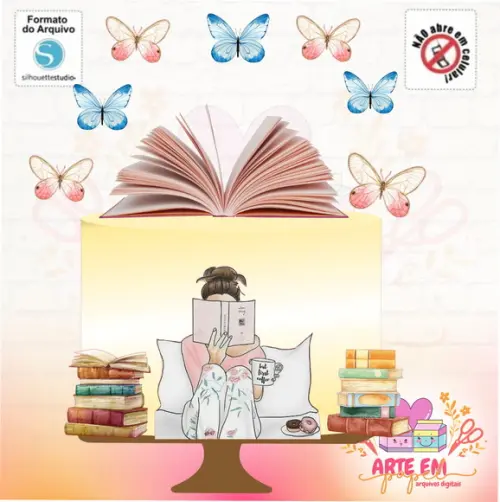 Arquivo de Corte: Topo de Bolo Livro e Leitura