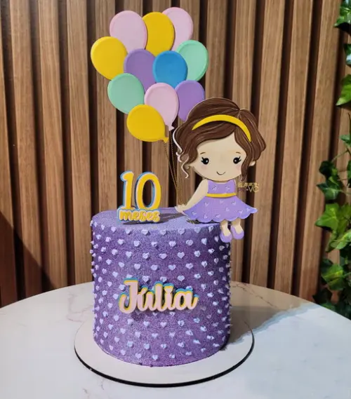 Arquivo de Corte: Topo de Bolo Menina Balão 001