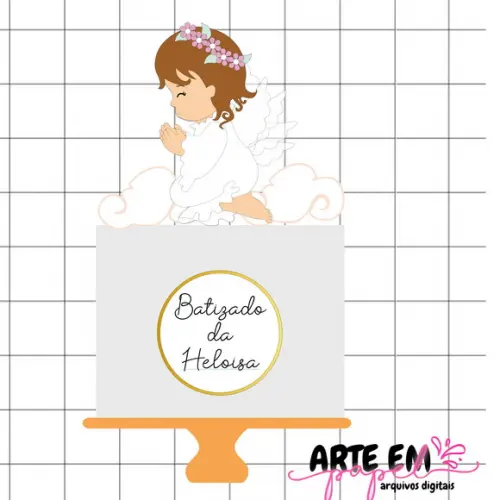 Arquivo de Corte: Topo de Bolo Menina Batizado