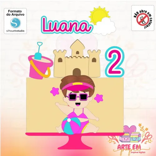 Arquivo de Corte: Topo de Bolo Menina Praia