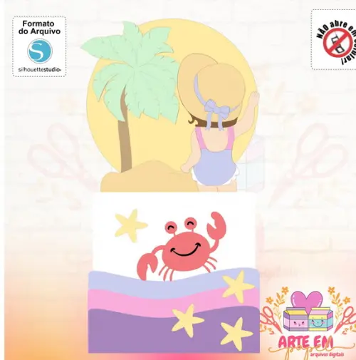 Arquivo de Corte: Topo de Bolo Menina Praia