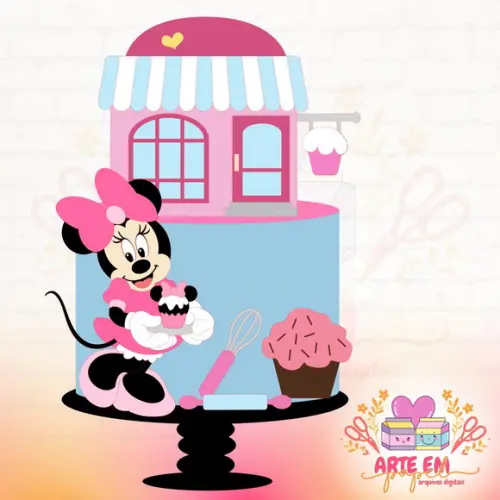 Arquivo de Corte: Topo de Bolo Minnie Confeiteira