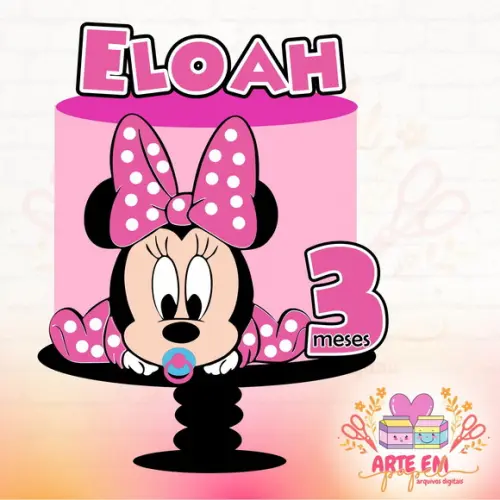 Arquivo de Corte: Topo de Bolo Minnie Baby Rosa