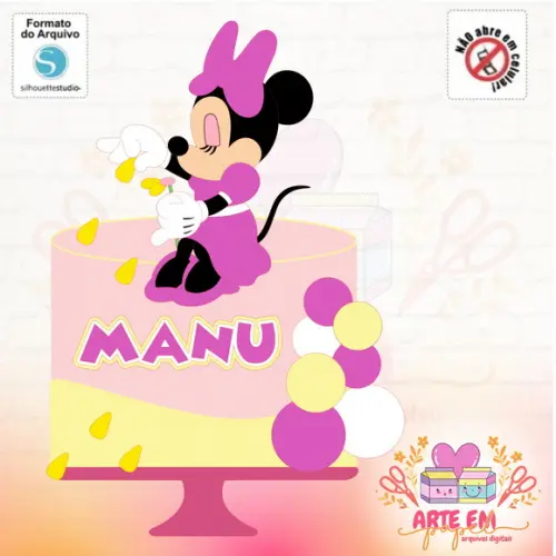 Arquivo de Corte: Topo de Bolo Minnie Rosa