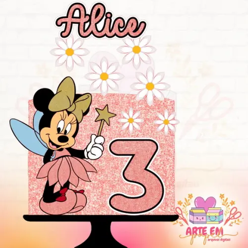 Arquivo de Corte: Topo de Bolo Minnie Fada