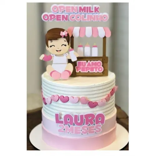 Arquivo de Corte: Topo de Bolo Open Milk Menina 02