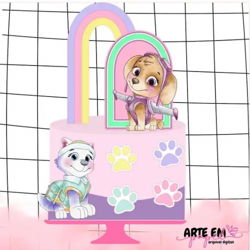 Arquivo de Corte: Topo de Bolo Patrulha Canina Aquarela
