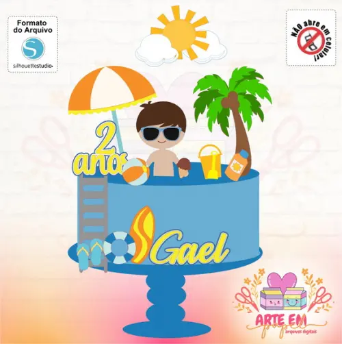 Arquivo de Corte: Topo de Bolo Praia Verão