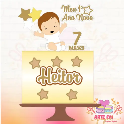Arquivo de Corte: Topo de Bolo Réveillon Menino Baby