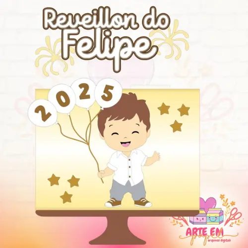 Arquivo de Corte: Topo de Bolo Réveillon Menino Baby