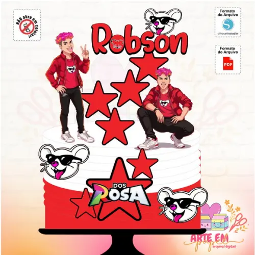 Arquivo de Corte: Topo de Bolo Robson os Rosas