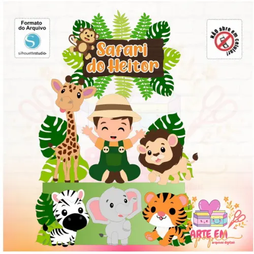 Arquivo de Corte: Topo de Bolo Safari 05