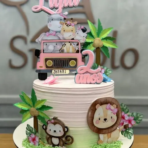 Arquivo de Corte: Topo de Bolo Safari Menina