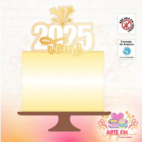 Arquivo de Corte: Topo de Bolo Vem 2025