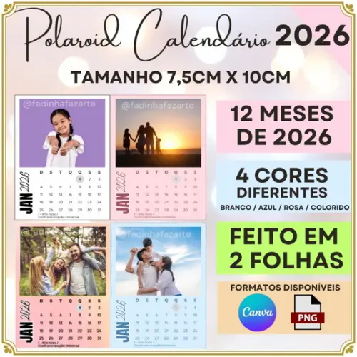 Arquivo Digital: Calendário Polaroid 2026