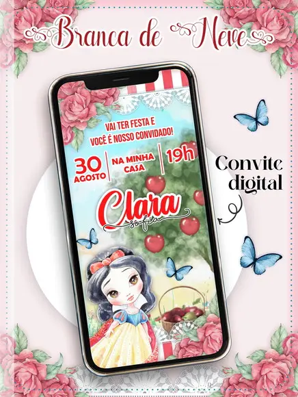 Convite Digital Branca de Neve