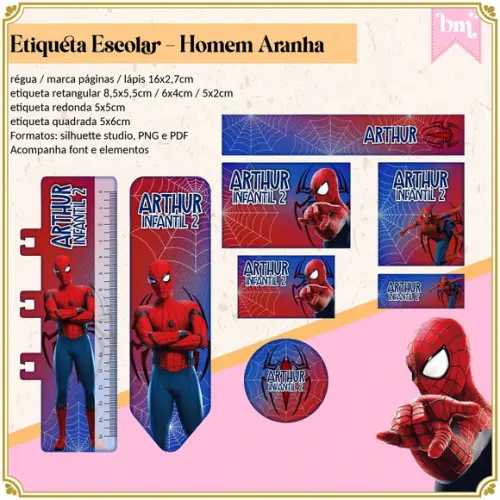 Etiqueta Escolar Homem Aranha