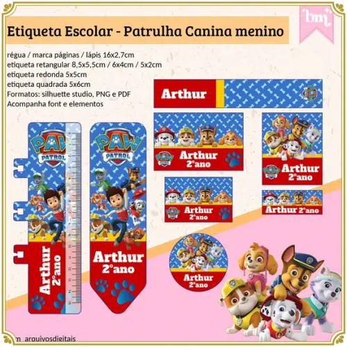 Etiqueta Escolar Patrulha Canina