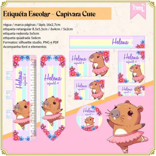 Etiqueta Escolar Capivara Fofa