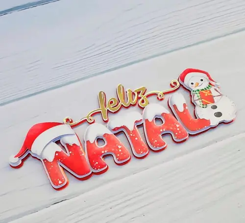 Rquivo Corte: Topo de Bolo Feliz Natal Boneco de Neve 096