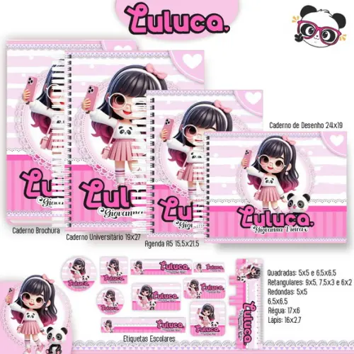 Volta às Aulas Kit Agenda e Etiquetas Escolares da Luluca