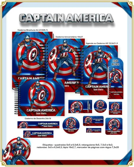 Volta às Aulas Kit Captain American