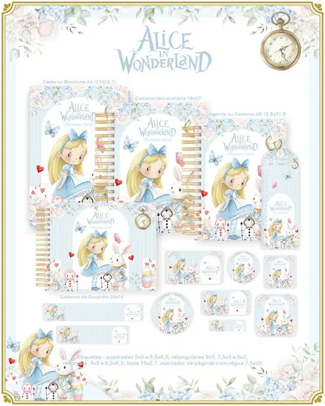 Volta às Aulas Kit Alice In Wonderland