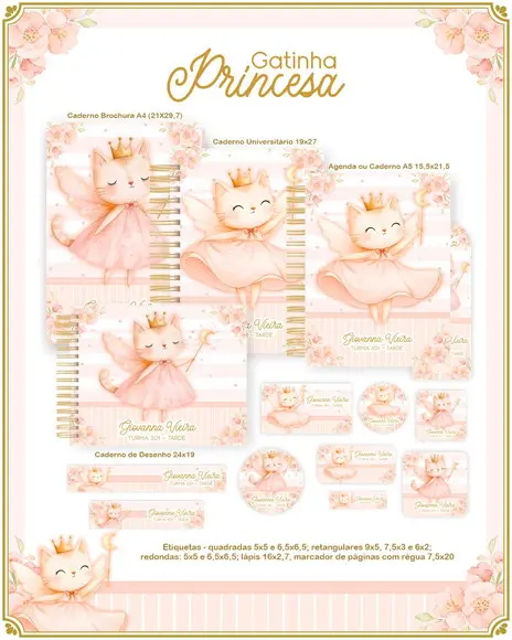 Volta às Aulas Kit Gatinha Princesa