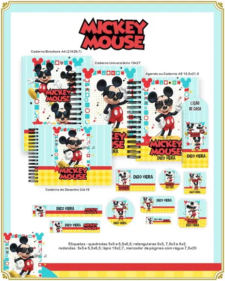 Volta às Aulas Kit Mickey Mouse