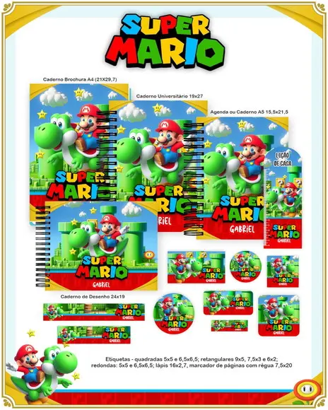 Volta às Aulas Kit Super Mario