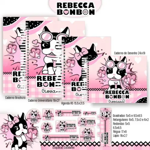Volta Aulas Kit Agenda e Etiquetas Escolares Rebecca Bonbon