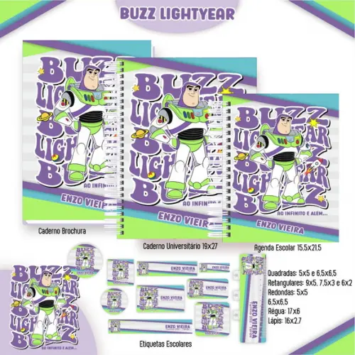 Volta Àsaulas:kit Agenda e Etiquetasescolares Buzz Lightyear