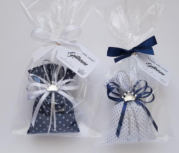 Kit 24 Saches Azul e Branco com Coroa - Pronta Entrega