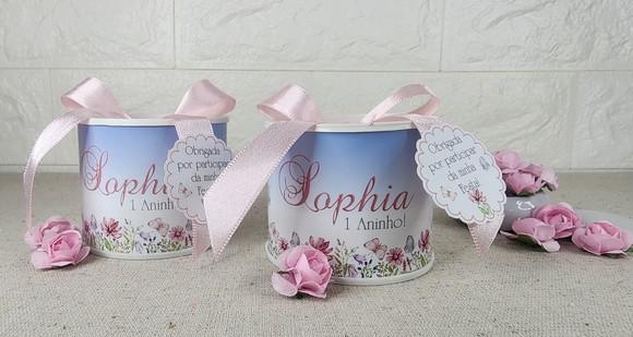 Tubo Lata Personalizado - Jardim e Borboletas