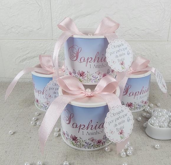 Tubo Lata Personalizado - Jardim e Borboletas