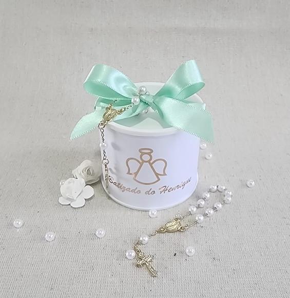 Tubo Lata Personalizado Batizado + Mini Terço