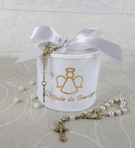 Tubo Lata Personalizado Batizado + Mini Terço