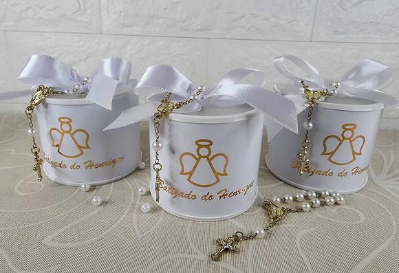 Tubo Lata Personalizado Batizado + Mini Terço