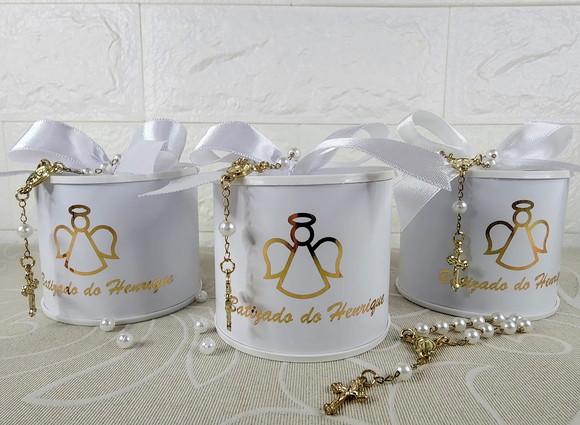 Tubo Lata Personalizado Batizado + Mini Terço
