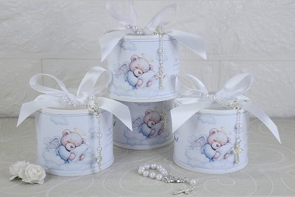 Tubo Lata Personalizado Batizado Ursinho + Mini Terço