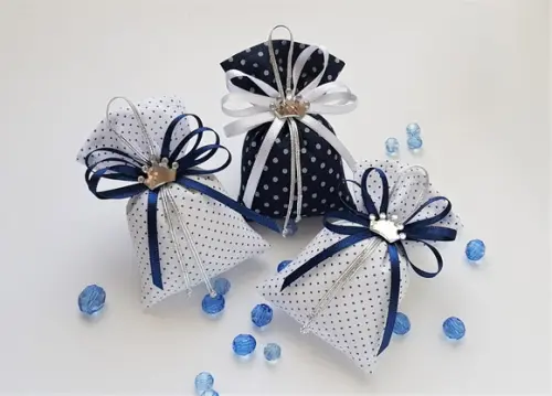 Kit 24 Saches Azul e Branco com Coroa - Pronta Entrega