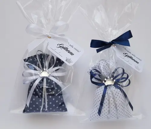 Kit 24 Saches Azul e Branco com Coroa - Pronta Entrega