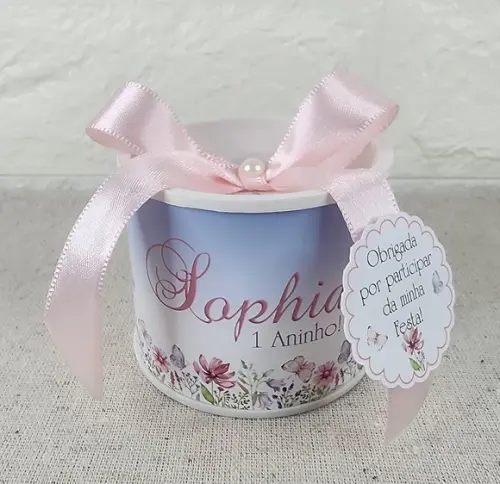 Tubo Lata Personalizado - Jardim e Borboletas